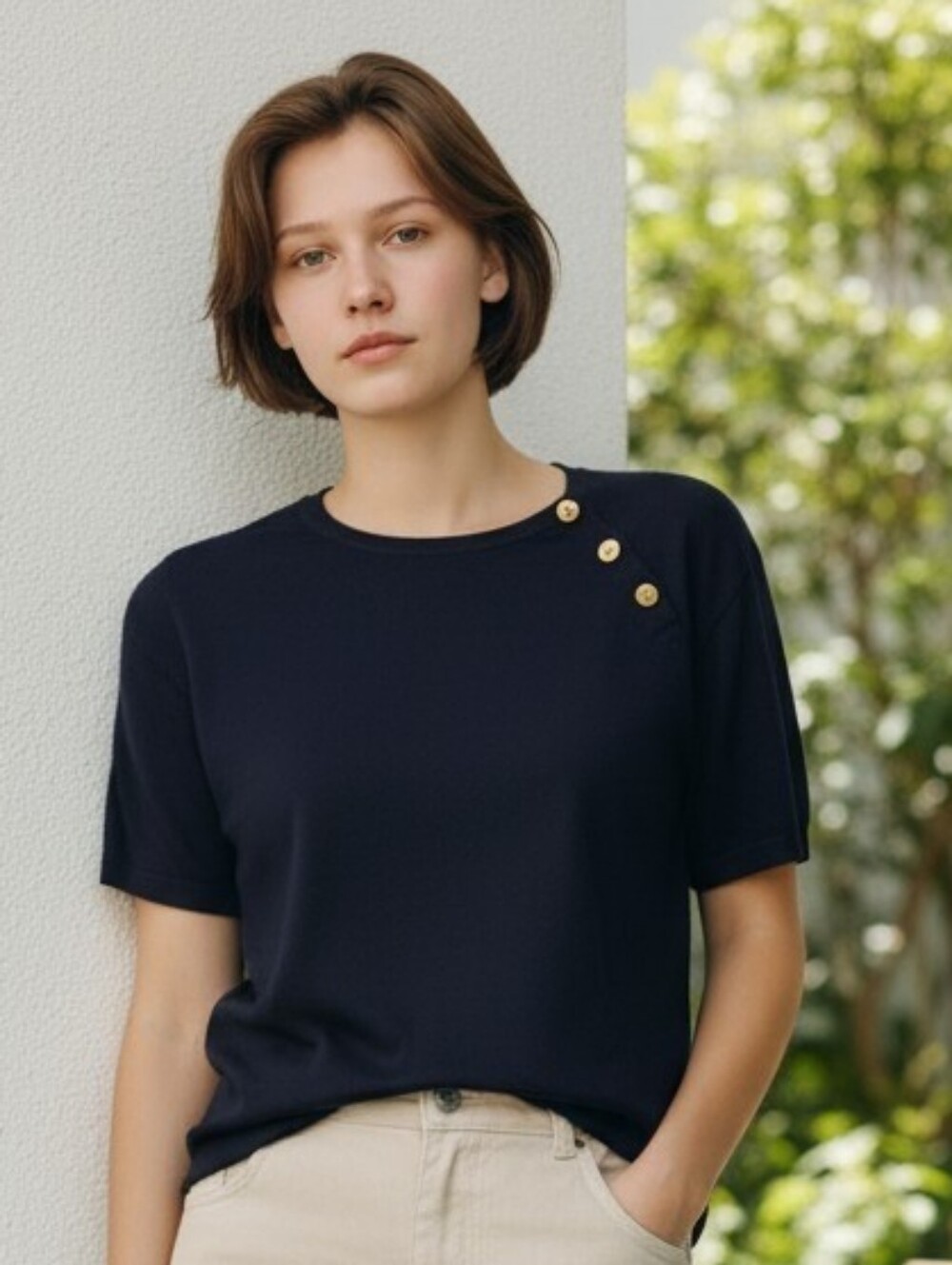 Lauren Ralph Lauren Navy Crewneck Short Sleeve Sweater